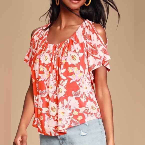 Free People Floral Tie-Back with Cold Shoulder Top - Picture 3 of 7